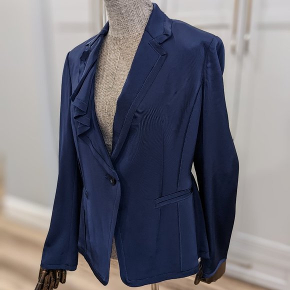 NWOT VINTAGE DESIGNER MARISFROLG NAVY BLAZER W/ LACE BACK - Picture 3 of 5